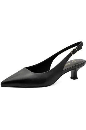 Marco Tozzi Damen Slingpumps aus Leder Spitz, (Black), 38 EU
