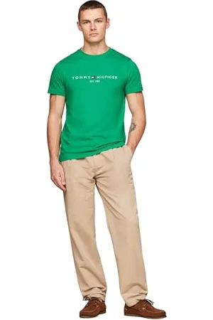 Tommy Hilfiger Herren T-Shirt Kurzarm Tommy Logo Rundhalsausschnitt, , S