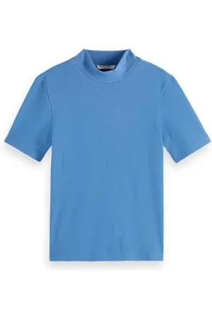 Scotch&Soda Damen T-Shirt Mock Neck Rib T-Shirt, ,S