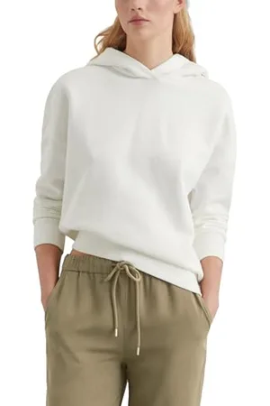 Marc O’ Polo Marc OߴPolo Denim Damen Hoodie aus Bio-Baumwolle mit gefütterter Kapuze, Weiß (Silky White), XS