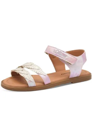 QS by s.Oliver Mädchen Sandalen flach mit Klettverschluss Sommer, Metallisch , 31 EU