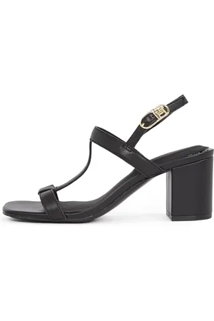 Tommy Hilfiger Damen Sandalen Leather Block Heel mit Absatz, (Black), 38