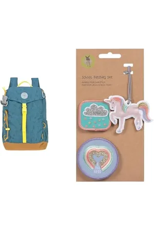 LÄSSIG Kinder Wanderrucksack Kinderrucksack & Anhänger und Patches Set (3 STK.) mit Druckknopf/School Patches Set Unicorn Glitter