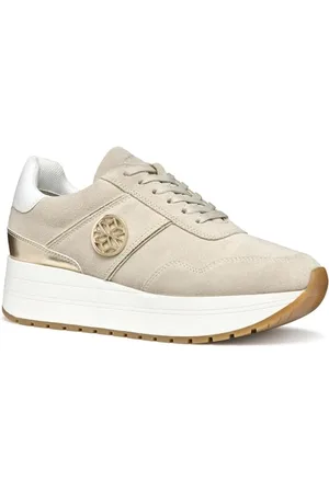 Geox Damen D New KENCY A Sneaker, Lt Taupe/Lt Gold, 39 EU