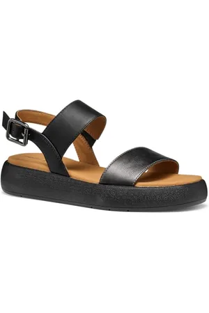 Geox Damen D CAMALEI A Flat Sandal, Gun/Black, 40 EU