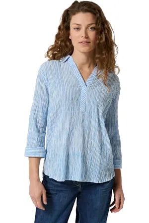 CECIL Damen B345549 Gestreifte Seersucker Bluse, , M