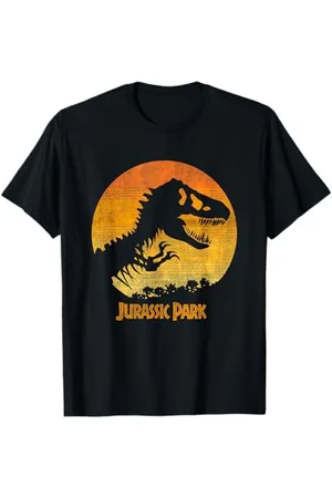 Jurassic Park T-Rex Skeleton Sunset Distressed Logo T-Shirt