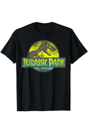 Jurassic Park Neon Green And Yellow Color Fade Logo T-Shirt