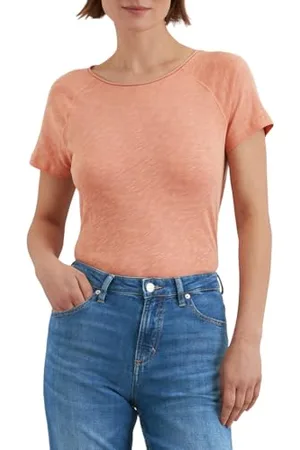 Marc O’ Polo Marc OߴPolo Damen T-Shirt aus Bio-Baumwolle mit U-Boot Ausschnitt, Rosa (Mellow Peach), M