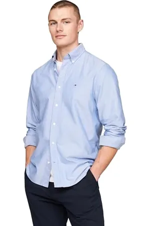Tommy Hilfiger Langärmeliges Oxford-Hemd, Normale Passform, Herrenhemden, Button-Down-Shirts, auch erhältlich in Big und Tall, Hemd Blau, L