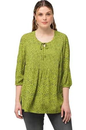 Ulla Popken Damen Smokbluse mit Punkte Druck Bluse, , 46-48