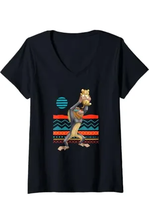 Disney Damen The Lion King Rafiki Baby Simba Live Action T-Shirt T-Shirt mit V-Ausschnitt