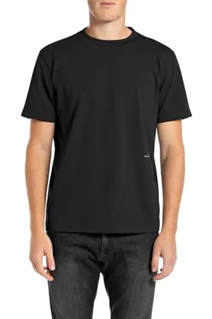 Replay Herren T-Shirt Kurzarm aus Baumwolle, Schwarz (Black 098), S
