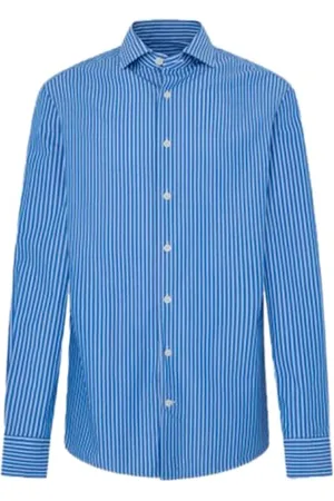 Hackett Herren Leinen-Streifen-T-Shirt, Blau (Blau), M
