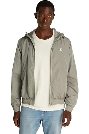 Calvin Klein Herren Windbreaker Jacke Nylon Hooded Leicht, Beige (Laurel Oak), L