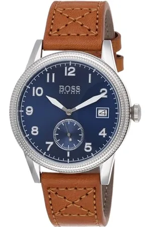 HUGO BOSS Analog Quarzuhr für Herren mit Beiges Lederarmband - 1513668