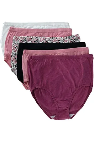 Fruit Of The Loom Damen Slips, Übergröße, bequem, bezogen, Baumwolle, 6 Stück Unterwäsche, , 58 (6er Pack)