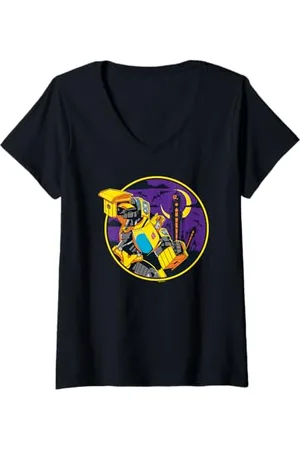 TRANSFORMERS Damen Evergreen Halloween Bumblebee Ready To Fight T-Shirt mit V-Ausschnitt