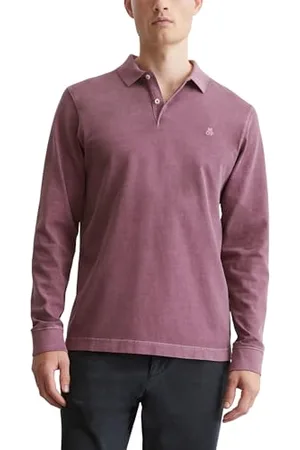 Marc O’ Polo Marc OߴPolo Herren Langarm-Poloshirt aus Bio-Baumwolle Regular Fit, Lila , 3XL