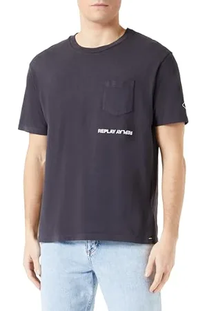 Replay Herren T-Shirt Kurzarm aus Baumwolle, (Schwarz), M
