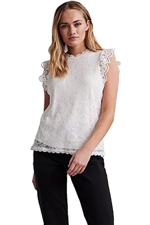 Pieces® Damen Pcolline Sl Lace Top Noos BC T-Shirt, , M