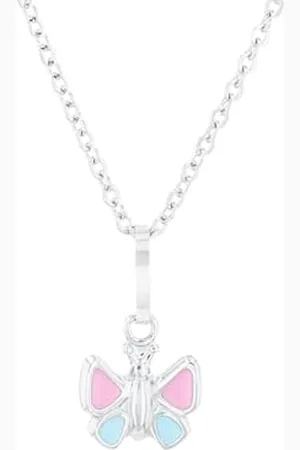 Amor Kette mit Anhänger 925 Sterling Silber Mädchen Kinder Halsschmuck, 35+3 cm, Multicolor, Schmetterling, Kommt in Schmuck Geschenk Box, 9293445