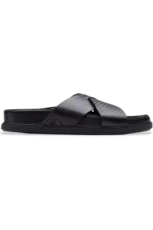 Clarks Herren Torford Cross Schiebe-Sandalen, Black Leather, 40 EU