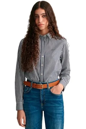 GANT Damen Reg Poplin Stripe Shirt Klassisches Hemd, , 42 EU