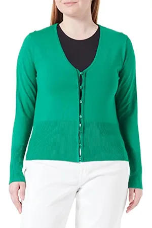Gerry Weber Damen Strickjacke mit Schlingenknopfleiste breite Rippenbündchen, Langarm unifarben 46