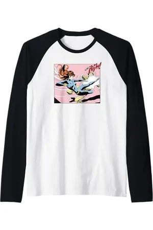 Marvel Avengers Black Widow High Kick Japanese Retro Comic Raglan