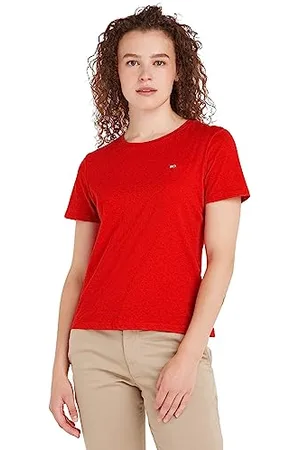 Tommy Hilfiger Tjw Soft Jersey Tee Kurzarm Strickoberteile, Damen, (Deep Crimson), Xs