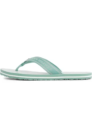 Tommy Hilfiger Damen Flip Flops Stripes Beach Sandal mit Logo, Türkis (Charming Green), 36