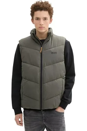 TOM TAILOR Herren 1042106 Puffer Weste mit Stehkragen, 23802-Urban Olive Green, M