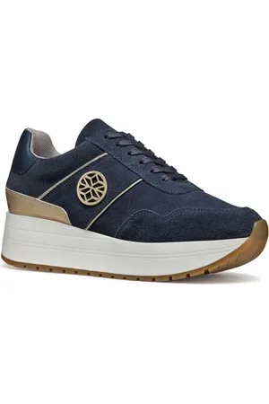 Geox Damen D New KENCY A Sneaker, Navy/Lt Gold, 40 EU