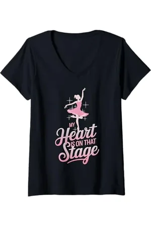 Graphic 365 Damen Balletttänzerin My Heart Is On That Stage Ballerina Dancing T-Shirt mit V-Ausschnitt