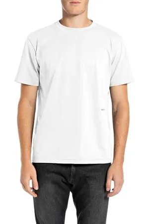 Replay Herren T-Shirt Kurzarm aus Baumwolle, Weiß (White 001), XL