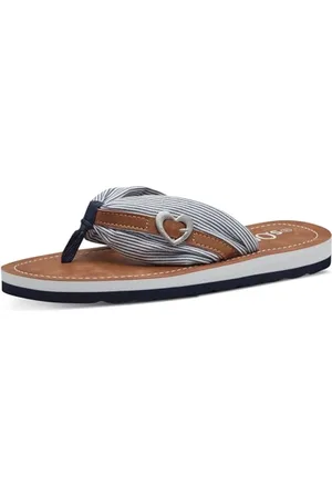QS by s.Oliver Damen Zehentrenner mit Herzdetail Sommer, Blau , 40 EU