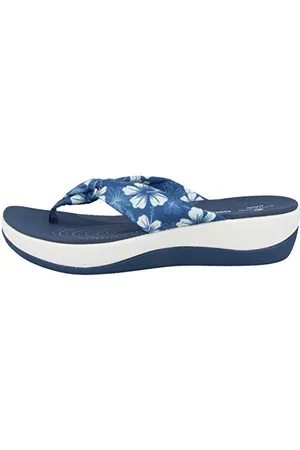 Clarks Damen Arla Glison Flipflop Blau mit Blumen