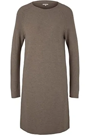 TOM TAILOR Damen 1029782 Strickkleid mit Raglanärmeln, 27834-Oyster Grey Melange, 42