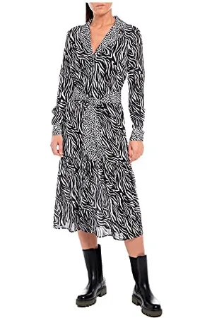 Replay Damen Maxikleid Langarm zum Binden, (Mehrfarbig), M
