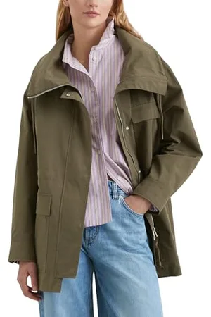 Marc O’ Polo Marc OߴPolo Denim Damen Parka mit Stehkragen oversized, Grün , S