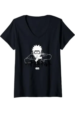 Naruto Damen Shippuden Jutsu Linear mit Kanji T-Shirt mit V-Ausschnitt