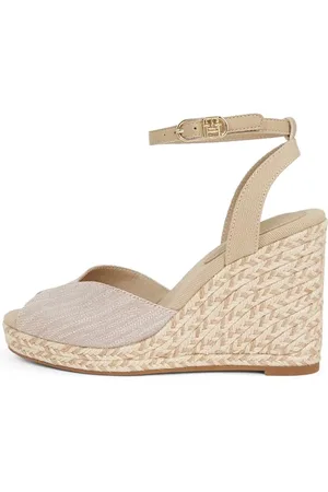 Tommy Hilfiger Damen Wedge Espadrilles Chambray High mit Knöchelriemen, Beige (Horseradish), 41