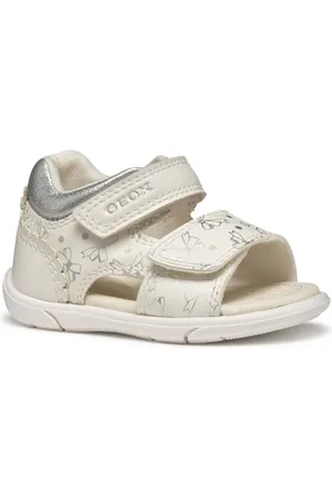 Geox Baby-Mädchen B ZAPITO Girl Sandal, White/Silver, 22 EU