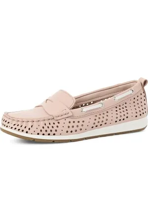 Marco Tozzi Damen Mokassins aus Leder mit Lochmuster, Rosa , 39 EU