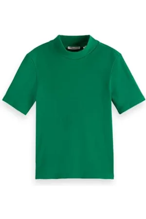 Scotch&Soda Damen T-Shirt Mock Neck Rib T-Shirt, ,S
