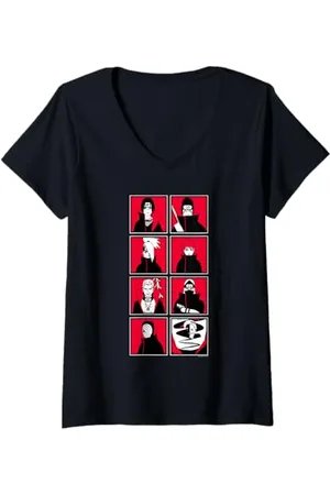 Naruto Damen Shippuden Akatsuki Frames T-Shirt mit V-Ausschnitt