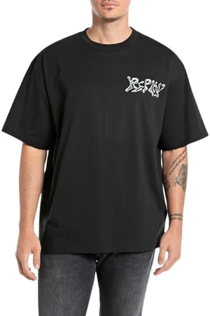 Replay Herren T-Shirt Kurzarm Oversized, Schwarz (Black 098), S