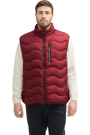 TOM TAILOR Herren 1042200 Plussize Hybrid Weste mit Kapuze, 13721-Burgundy Dark Red, 5XL