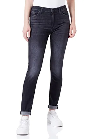 7 for all Mankind Damen Hw Skinny Slim Illusion With Raw Cut Jeans, , 26W / 26L EU